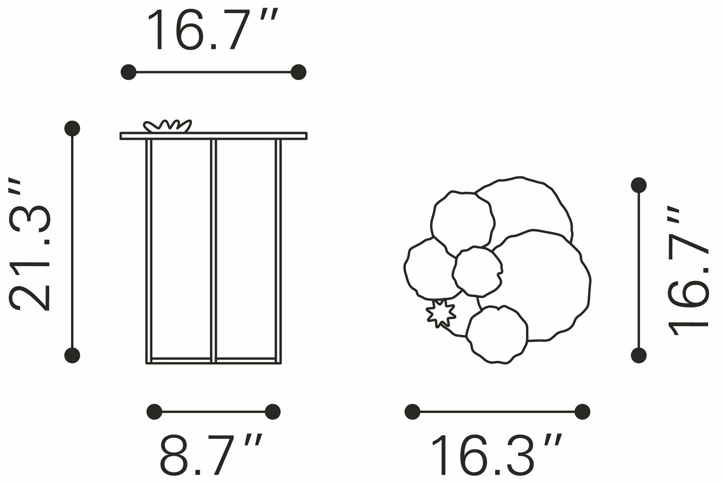 Dimensions of Lotus Side Table