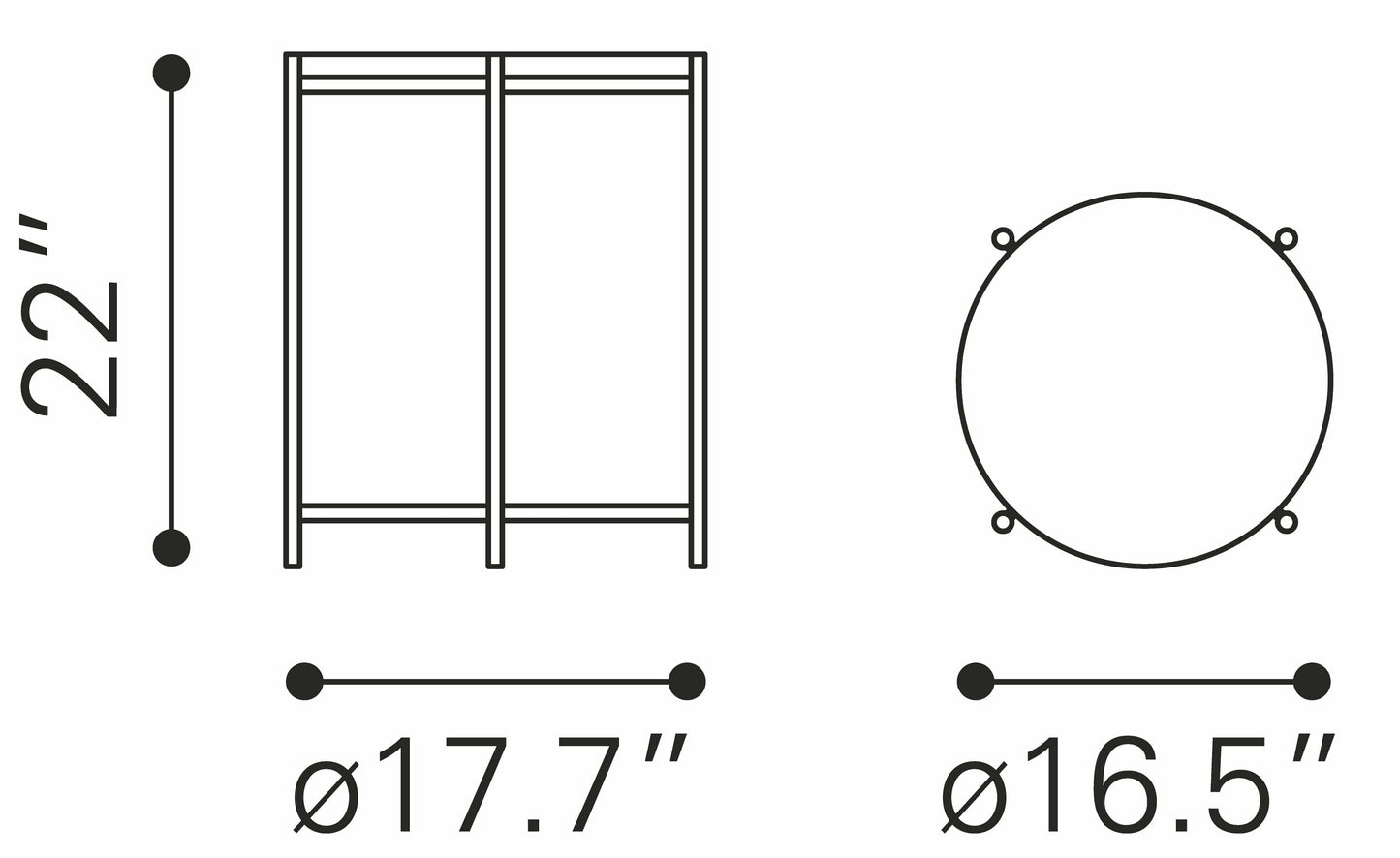 Dimensions of David Drink Table