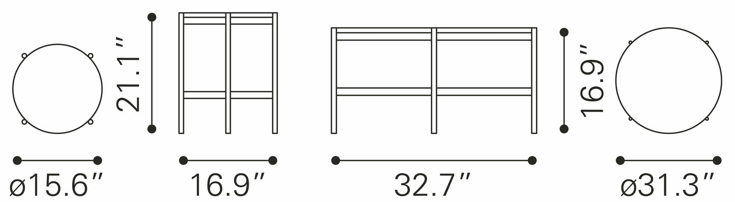 Dimensions of Malo Table Set