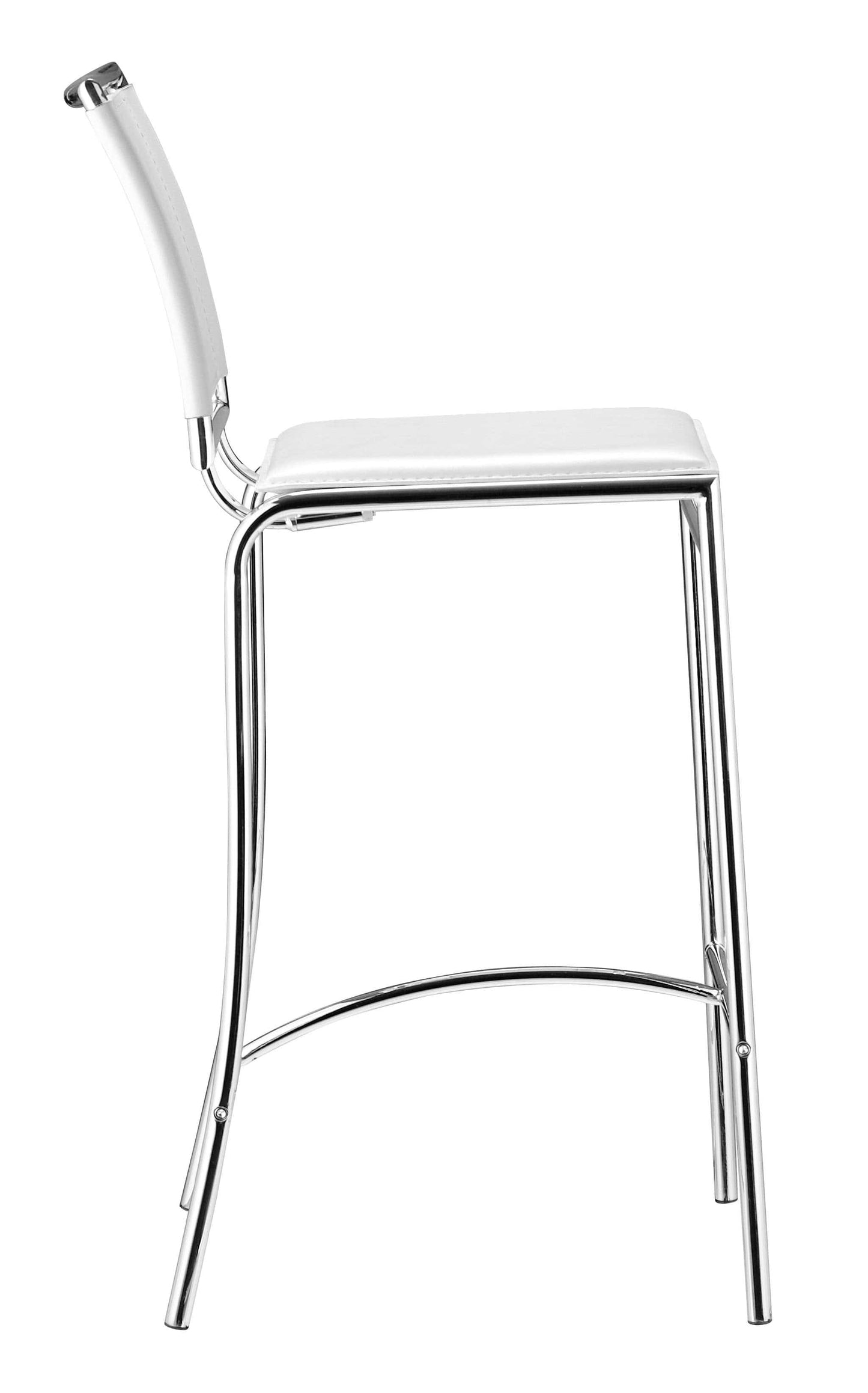 Side view of stool with chrome legs