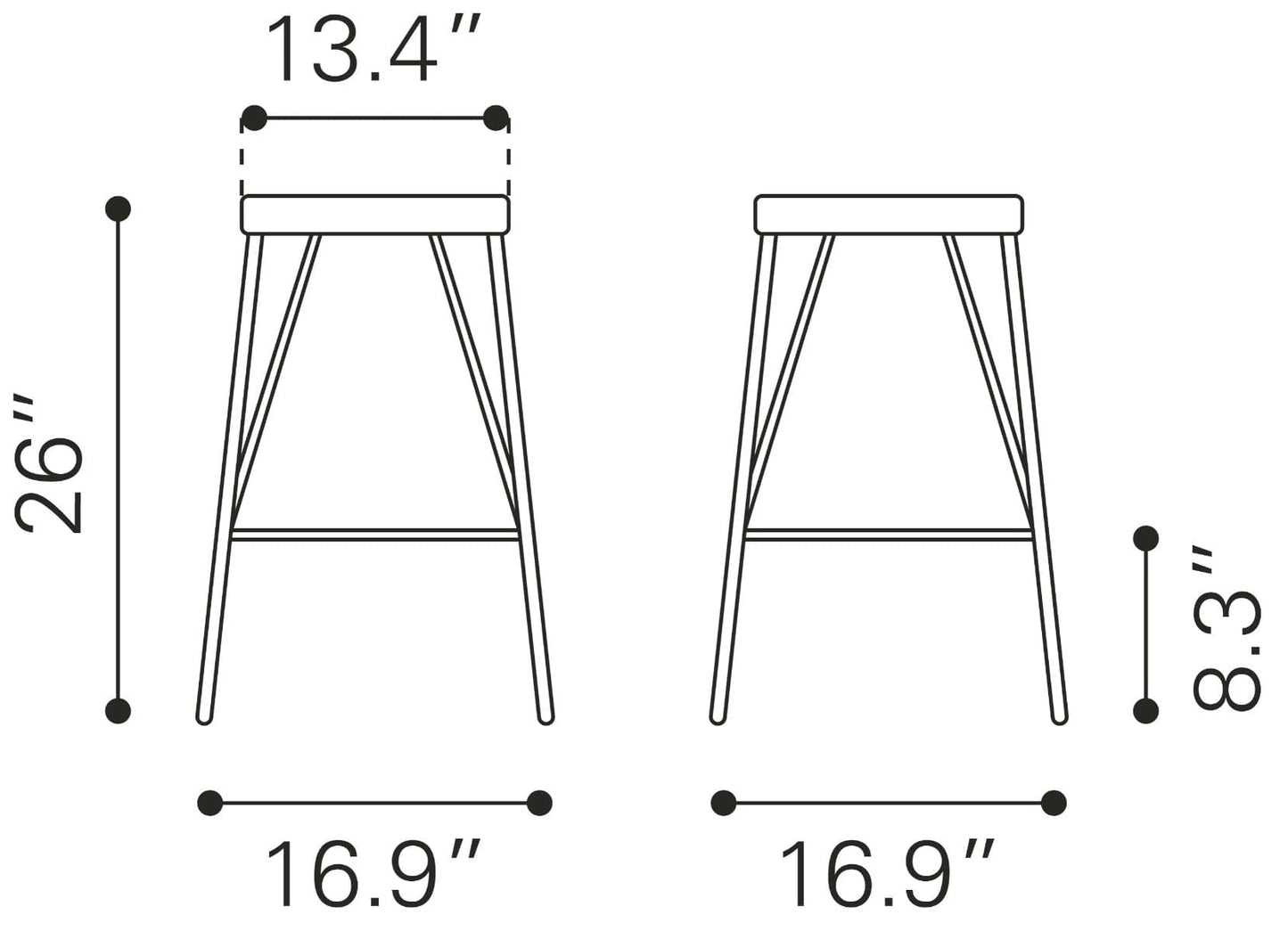 Dimensions of Samuel Counter Stool