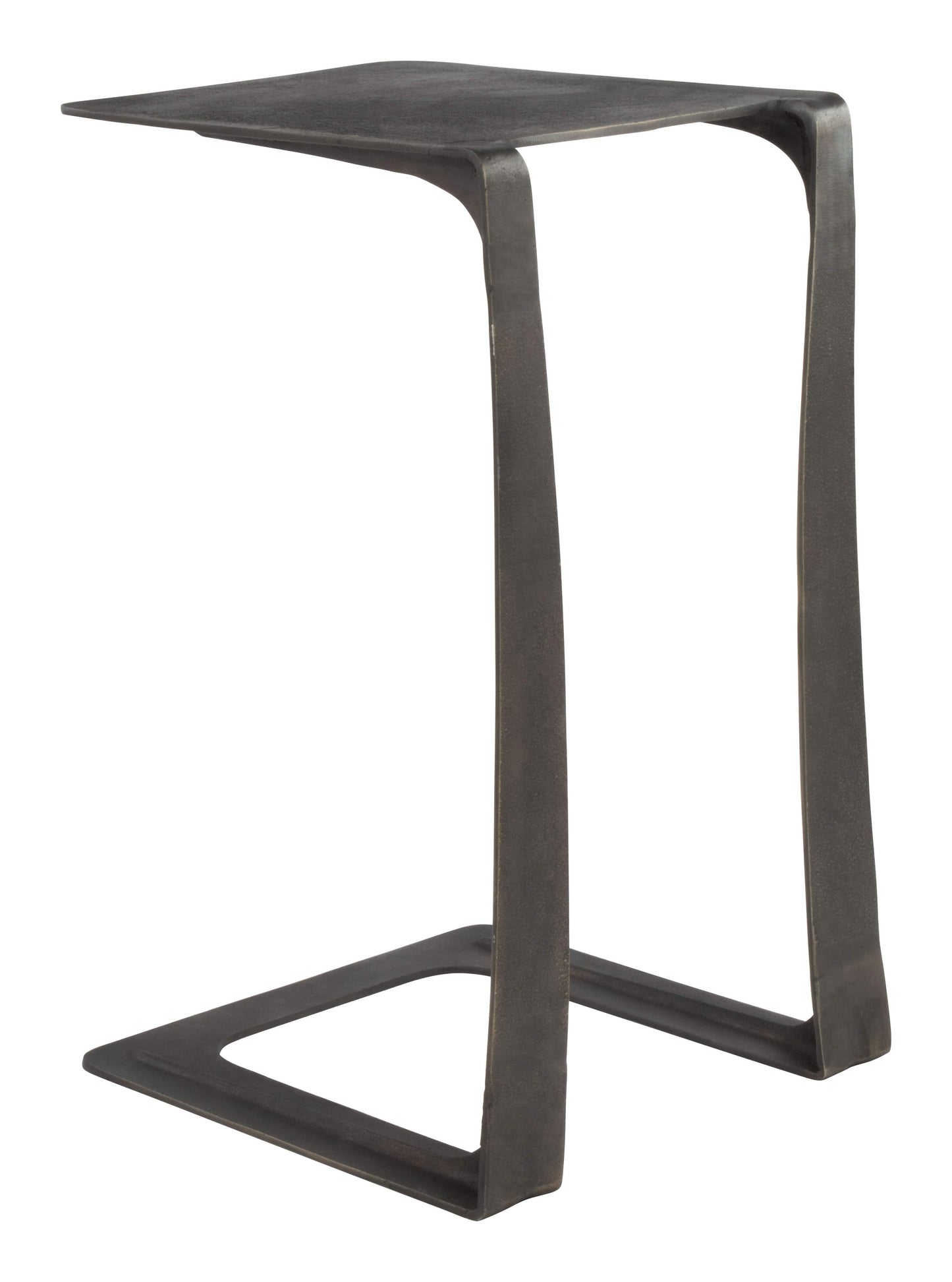 Angled back view of aluminum side table