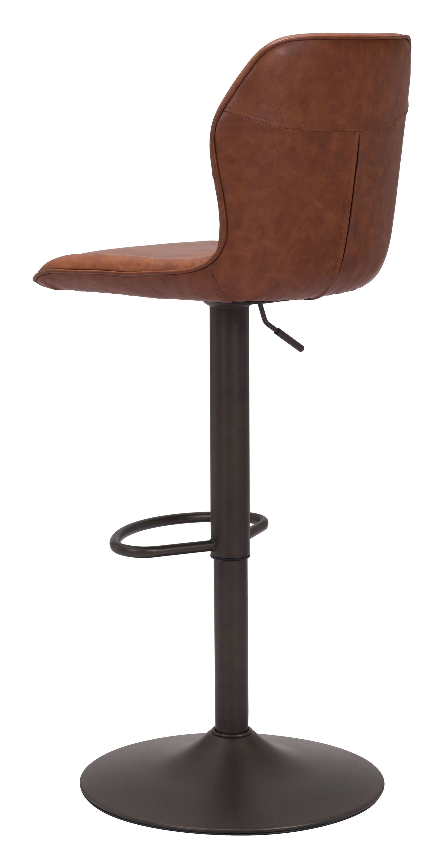 Angled Back View of Commercial Quality Brown Barstool