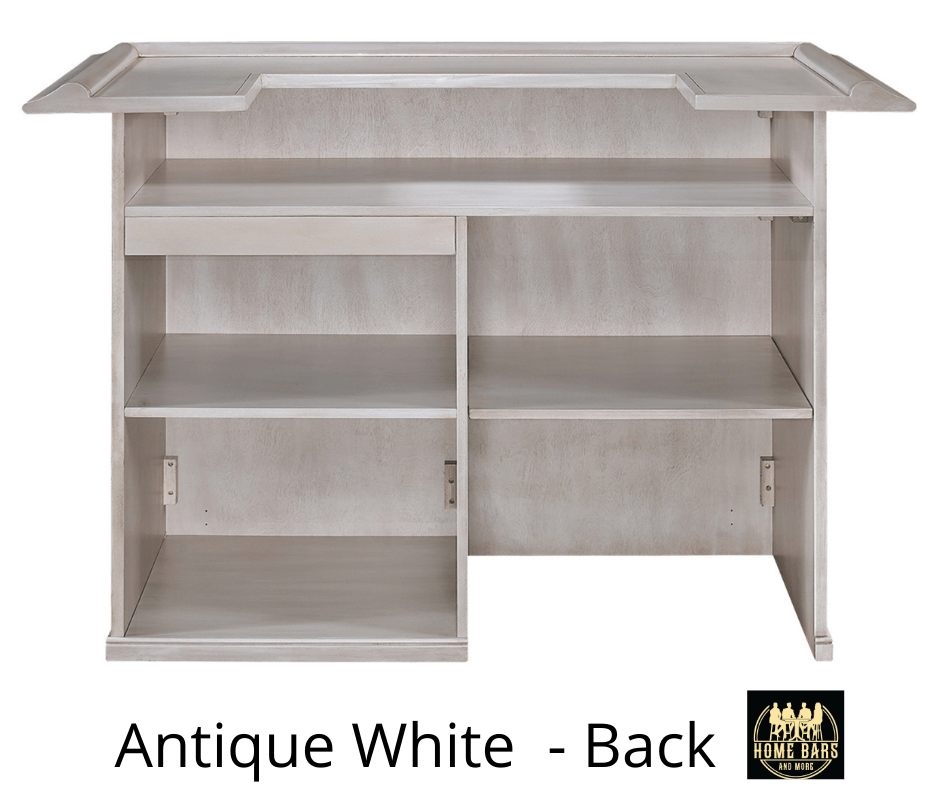 Antique Finish - Back View - Shelf on Right can be removed for mini fridge