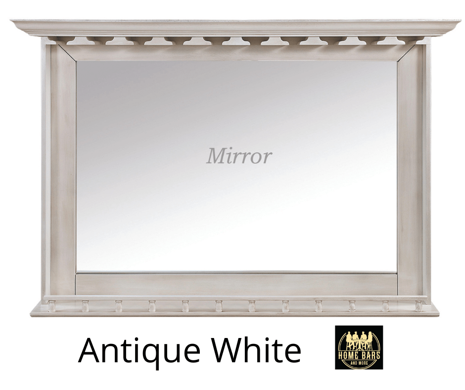Antique White Finish Mirror with stemware Rack