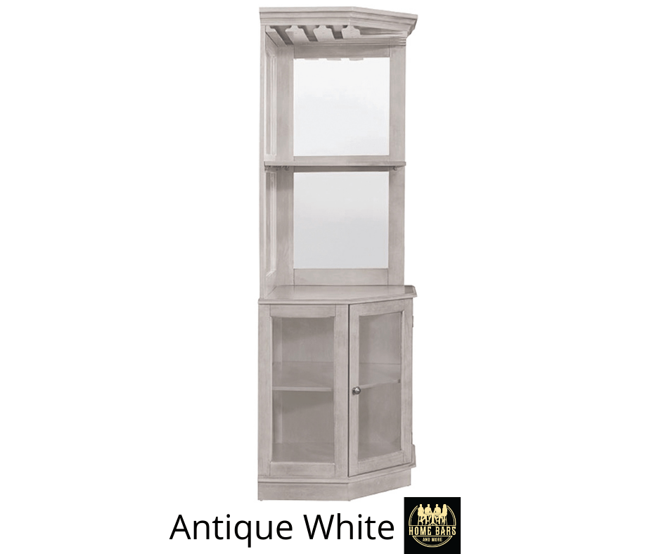 Antique White Finish Angled View showing stemware rack