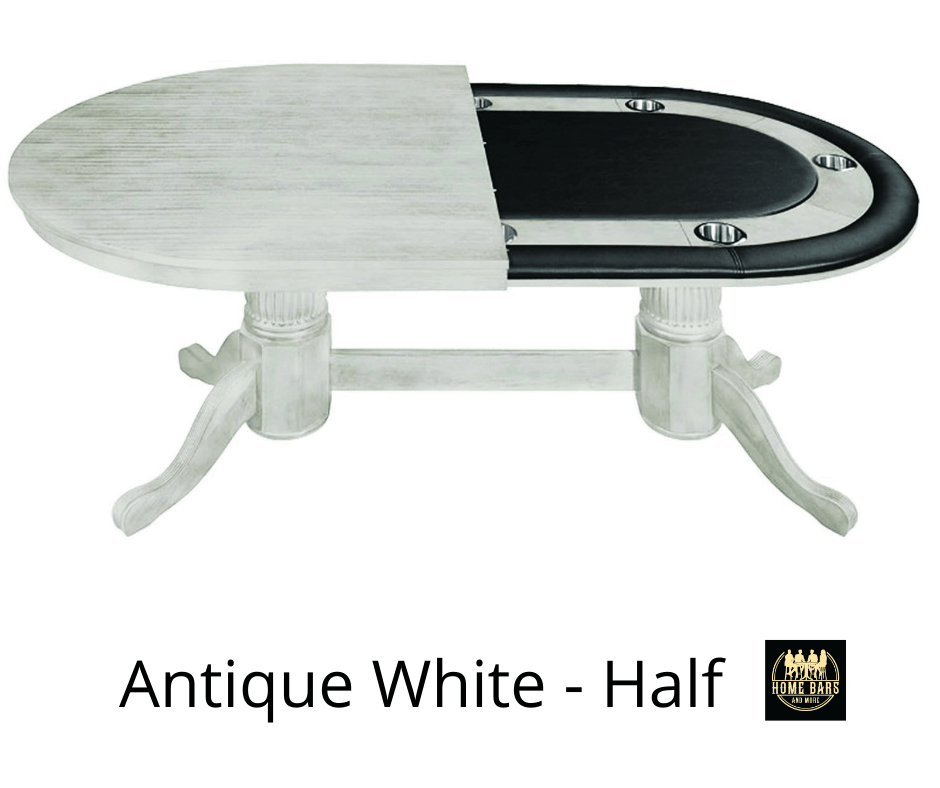 2 in 1 Game Table showing half dining & half poker table in Antique White