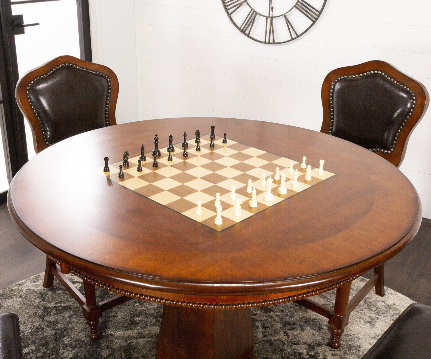 Reversible chess board table set