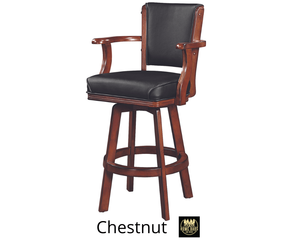 Swivel Barstool with Back and Arms in Chestnut Finish