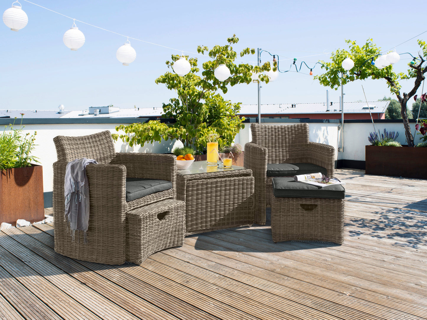Outdoor CUPIDO Set w/ Cushions in Canvas Coal