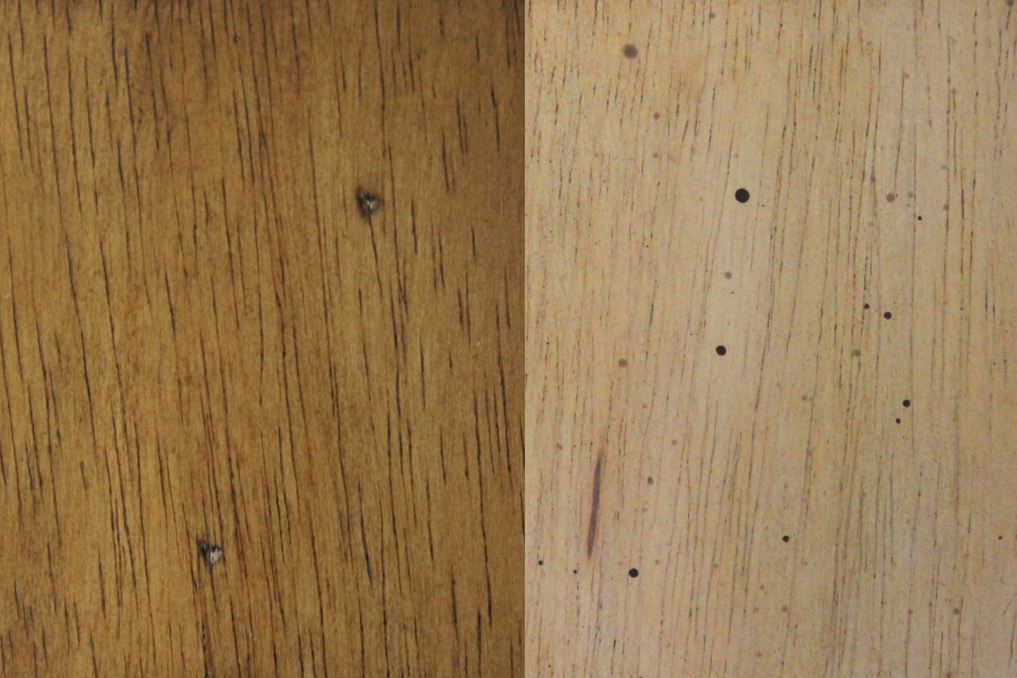 close up of two wood finishes