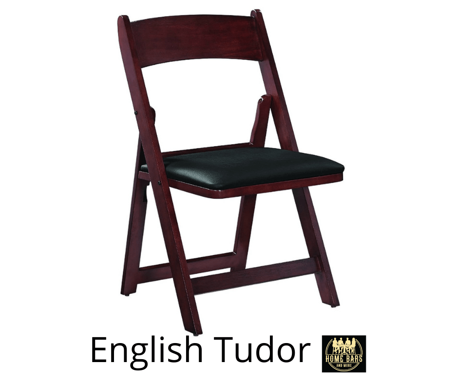 Solid Wood Folding Game Chair Padded Seat -English Tudor Finish 