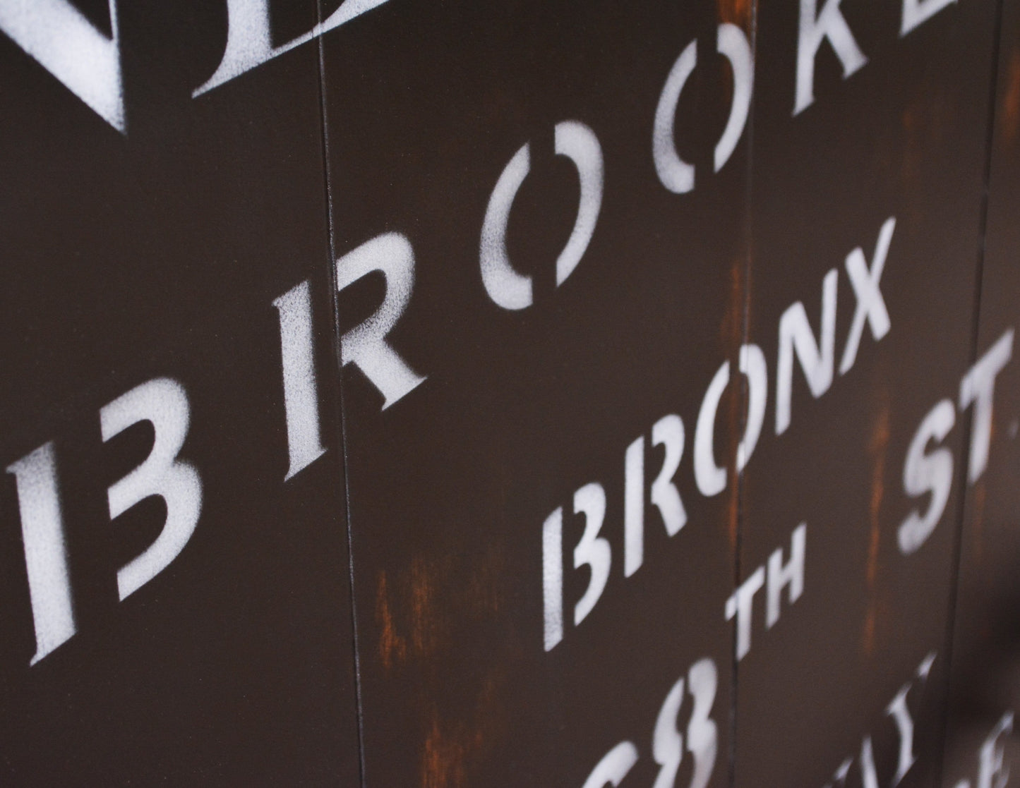 Stenciled letters on bar