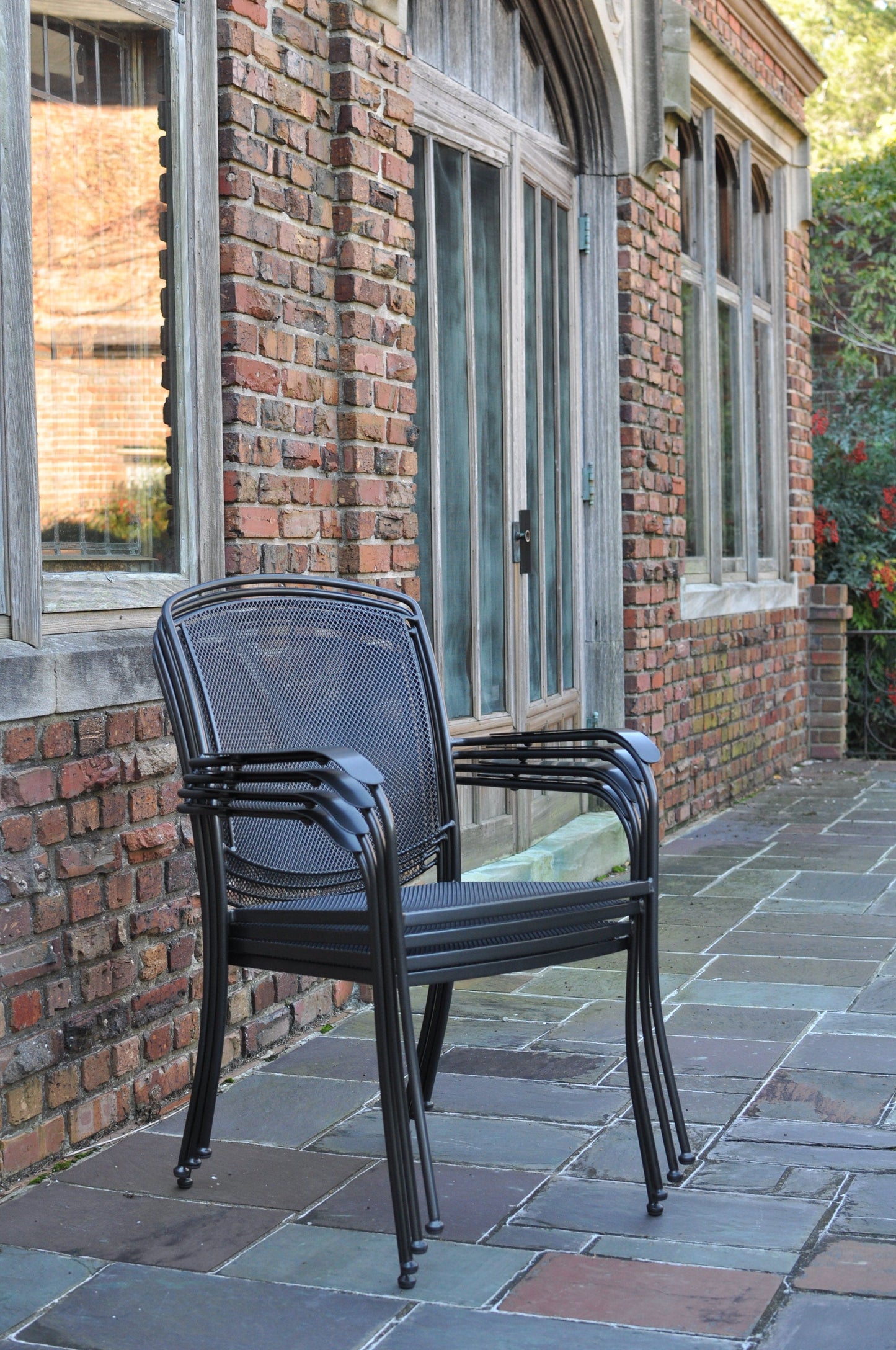 Stackable outdoor wrought iron chairs