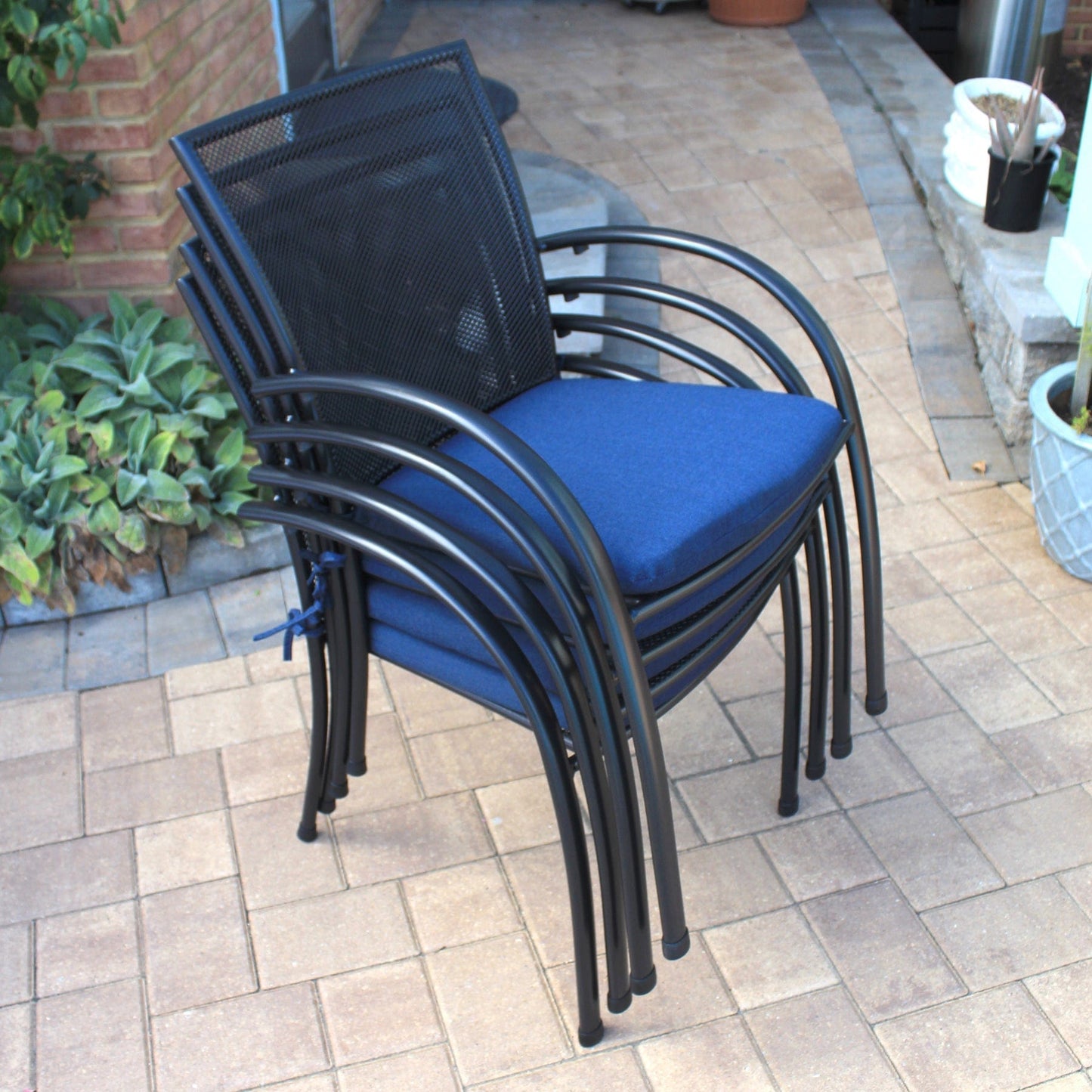 Stackable patio chairs for ease of storage