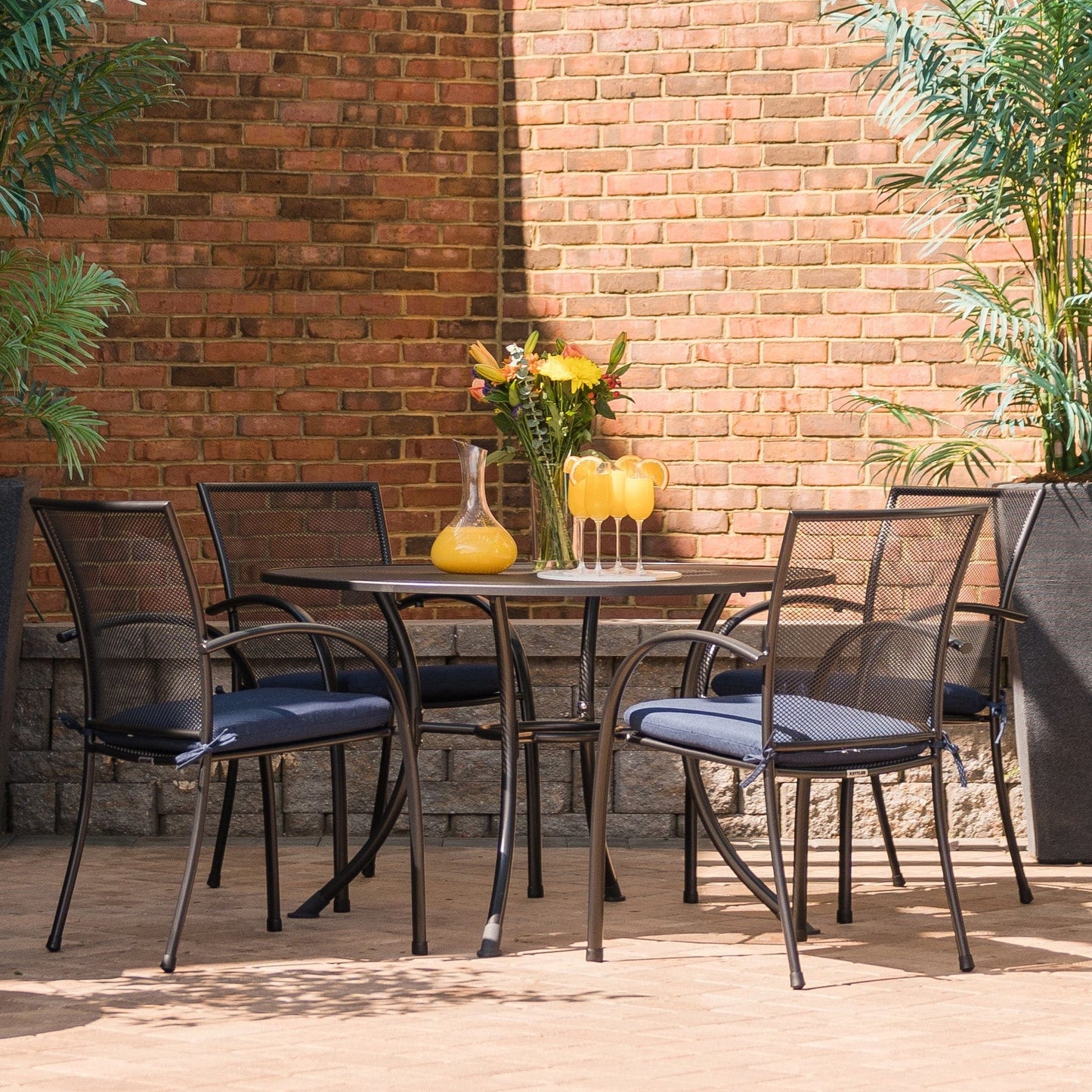 Pilano 5-PIece Wrought Iron set shown here with cushions