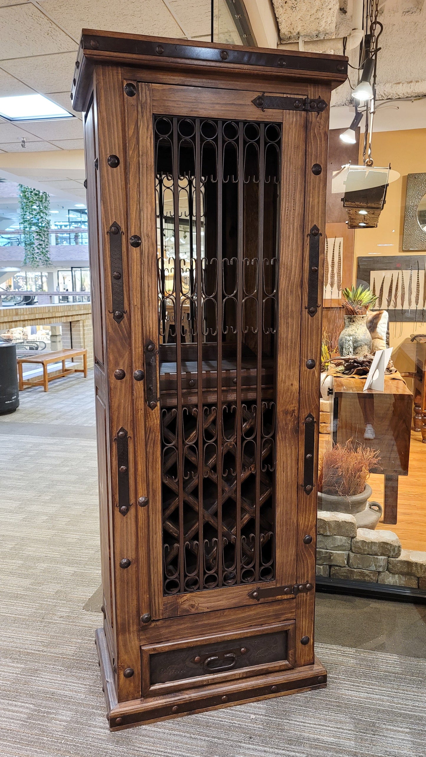 Tall Rustic Wine Cabinet Front View 