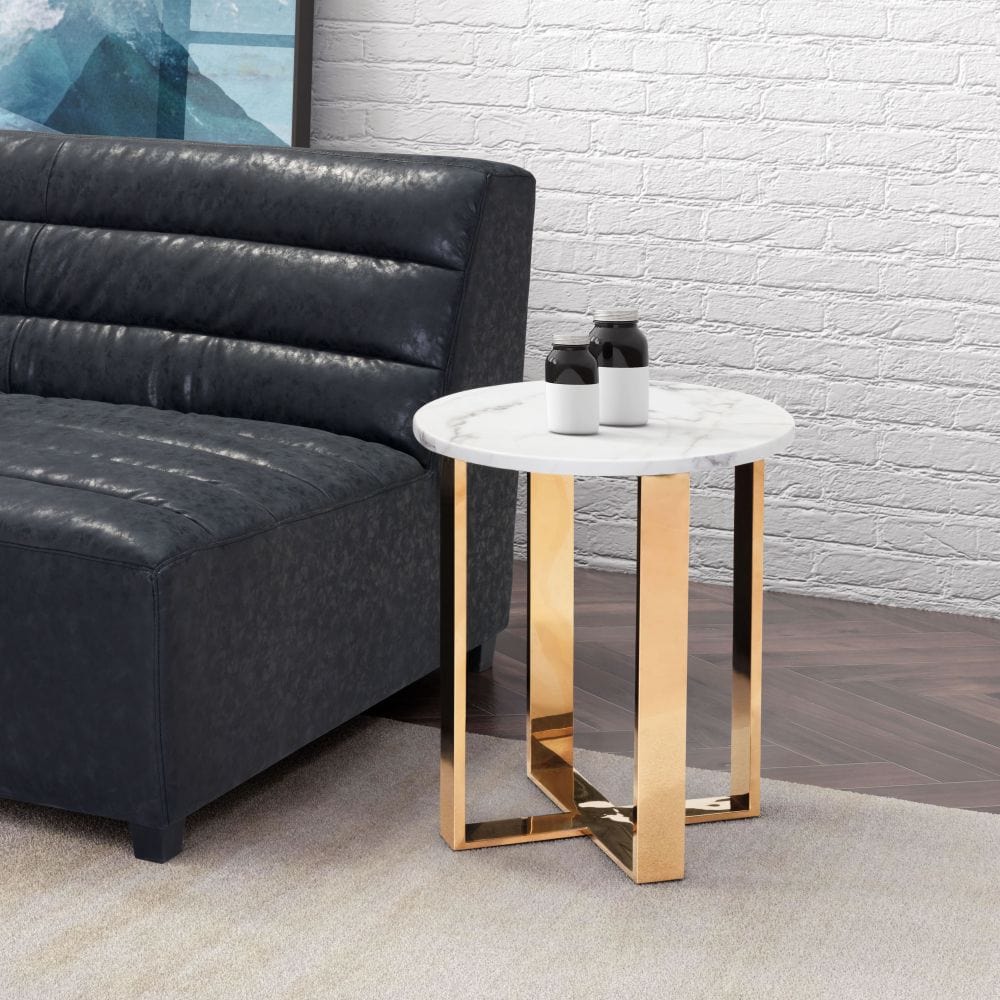 Atlas Drink Table in White & Gold 