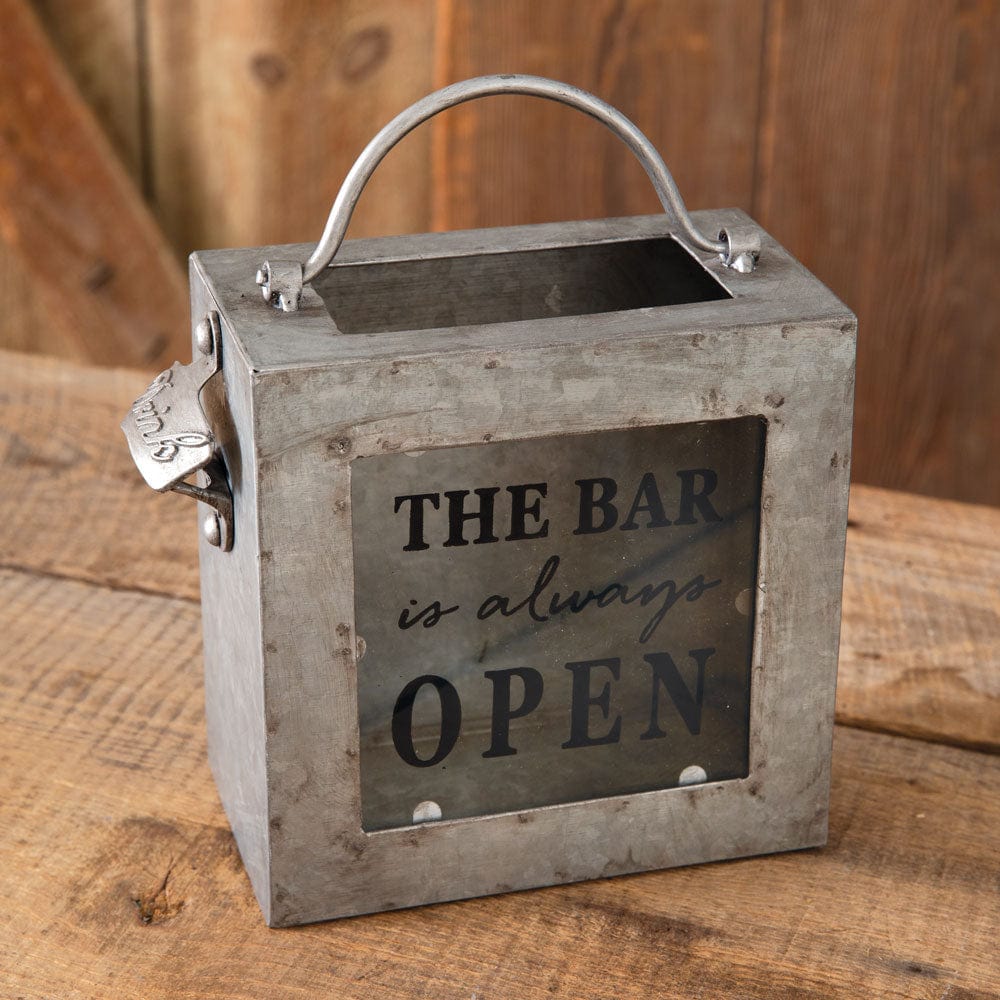 The Bar is Always Open Galvanized Bottle Opener BIn 