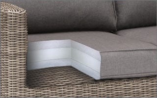 Thick foam core seat cushions provide added support.