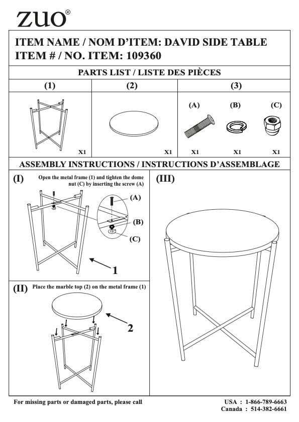 Assembly of David Side Table