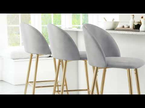 Video of Cozy Barstool Gray & Gold by Zuo Mod