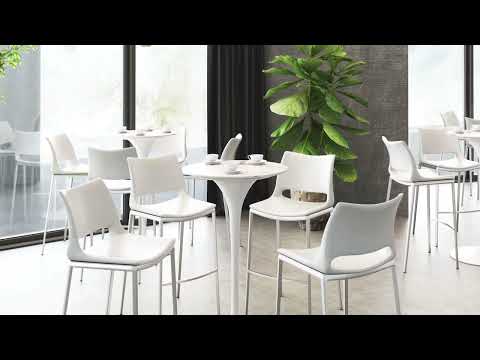 Video of Ace Bar Chairs in White & Silver by Zuo Modern