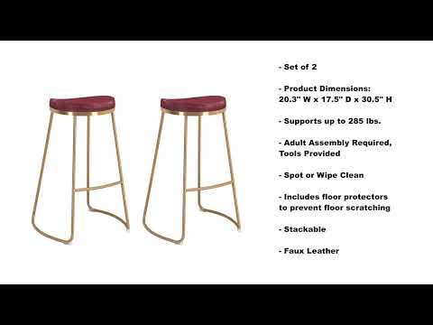 Video of Bree Barstools in Burgundy & Gold by ZuoMod