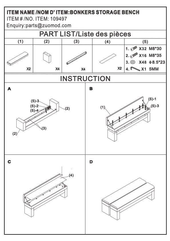 Bonker's Bench Assembly Instructions