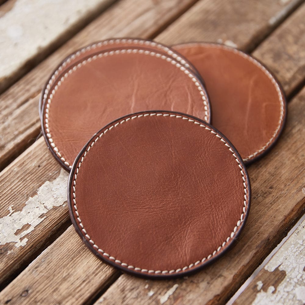 Set of Four Leather Coasters 