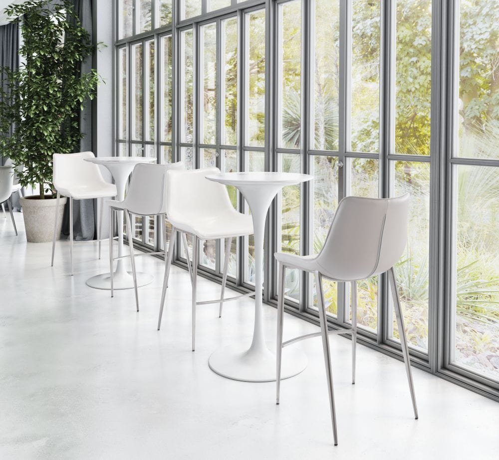 Magnus Barstools in White & Silver 