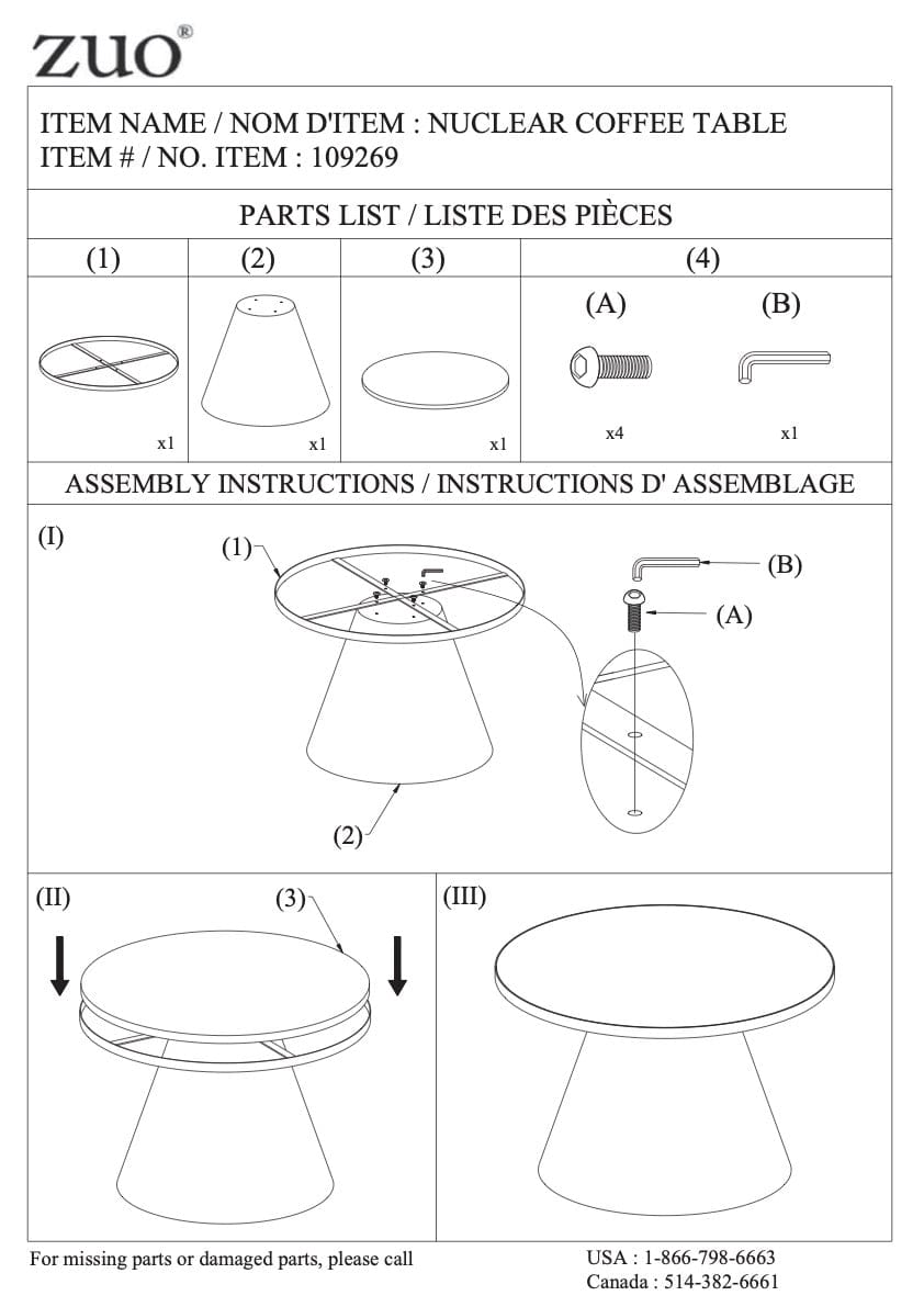 Assembly instructions for Nuclear Coffee Table